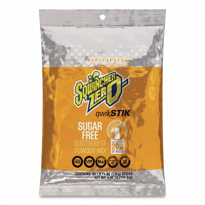 Sugar-Free Qwik Stik Energy Drink Mix, Orange, 1.26 oz Packet, 50/Pack (060100OR)