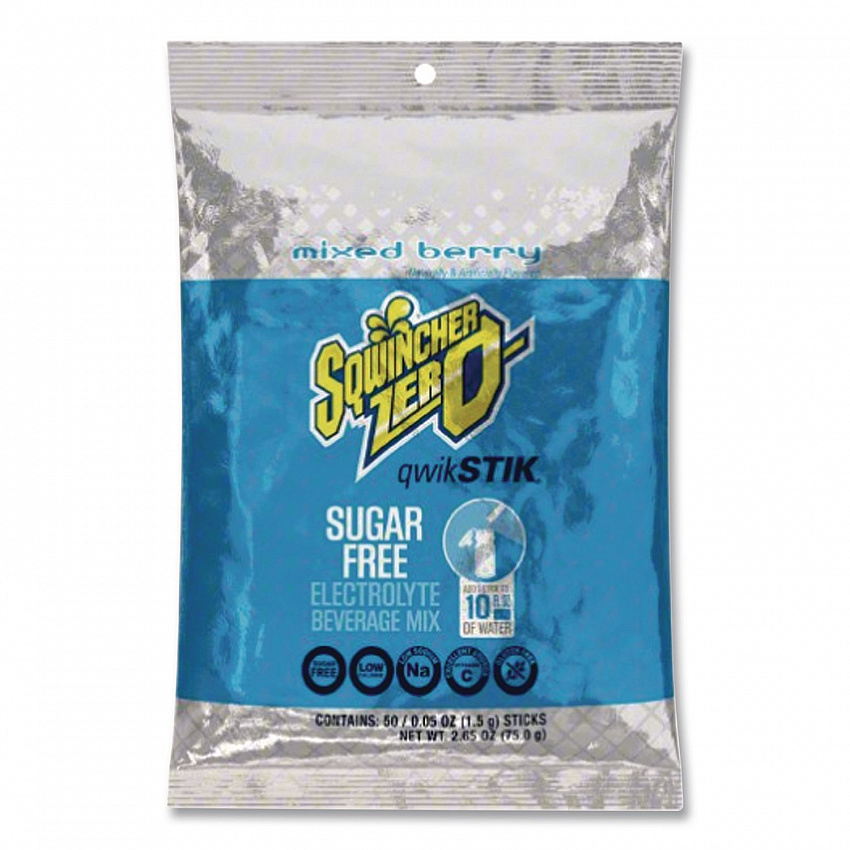Sugar-Free Qwik Stik Energy Drink Mix, Berry, 1.26 oz Packet, 50/Pack (060101MB)