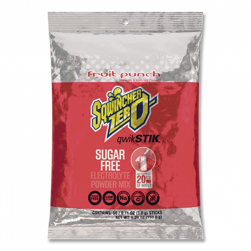 Sugar-Free Qwik Stik Energy Drink Mix, Fruit Punch, 1.26 oz Packet, 50/Pack (060102FP)