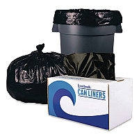 Reprocessed Resin Can Liners, 60 gal, 1.2 mil, 38 x 58, Black, 50 Bags/Carton (519E)