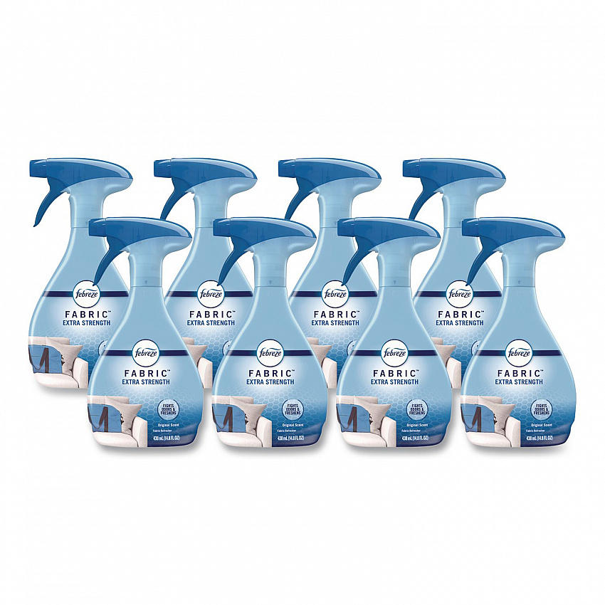 FABRIC Refresher/Odor Eliminator, Extra Strength, Original, 14.8 oz Spray Bottle, 8/Carton (08858)