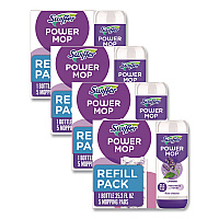 PowerMop Cleaning Solution and Pads Refill Pack, Lavender, Scent, 25.3 oz Bottle and 5 Pads per Pack, 4 Packs/Carton (09117)