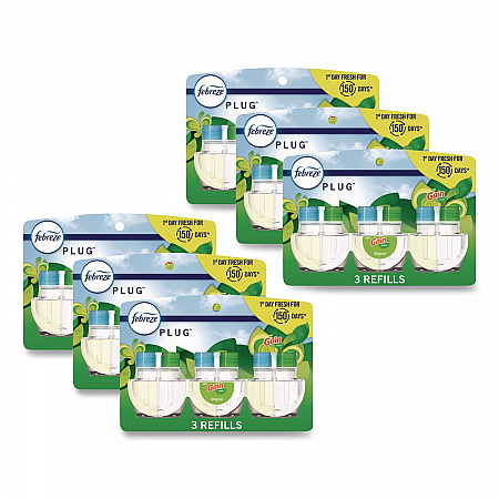 PLUG Air Freshener Refills, Gain, 2.63 oz, 3/Pack, 6 Packs/Carton (13842)