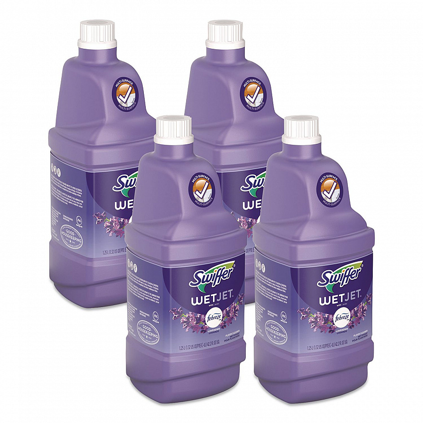 WetJet System Cleaning-Solution Refill, Lavender Scent, 1.25 L Bottle, 4/Carton (77811CT)