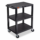 TUFFY Three-Shelf Multipurpose Utility Cart, Plastic, 300 lb Capacity, 26.5" x 18.5" x 34", Black (WT34S)