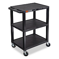TUFFY Three-Shelf Multipurpose Utility Cart, Plastic, 300 lb Capacity, 26.5" x 18.5" x 34", Black (WT34S)