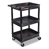 ENDURA Three-Shelf Utility Cart, Plastic, 300 lb Capacity, 26.5" x 18.5" x 39.25", Black (STC111B)