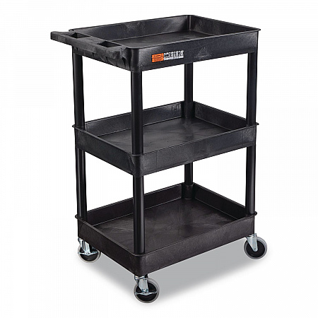 ENDURA Three-Shelf Utility Cart, Plastic, 300 lb Capacity, 26.5