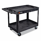 WORKLOAD Two-Shelf Heavy-Duty Industrial Utility Cart, Plastic, 500 lb Capacity, 45.5" x 25.5" x 33", Black (XLC11B)