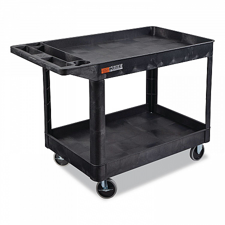 WORKLOAD Two-Shelf Heavy-Duty Industrial Utility Cart, Plastic, 500 lb Capacity, 45.5