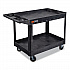 WORKLOAD Two-Shelf Heavy-Duty Industrial Utility Cart, Plastic, 500 lb Capacity, 45.5