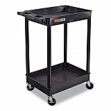 ENDURA Two-Shelf Utility Cart, Plastic, 300 lb Capacity, 26.5" x 18.5" x 37.5", Black (STC11B)