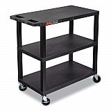 TUFFY XL Three-Shelf Multipurpose Utility Cart, Plastic, 300 lb Capacity, 35.25" x 18" x 34.5", Black (EC222B)