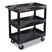 TUFFY XL Three-Shelf Heavy-Duty Multipurpose Utility Cart, Plastic, 375 lb Capacity, 35.25" x 18" x 37.25", Black (EC111HDB)