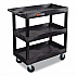TUFFY XL Three-Shelf Heavy-Duty Multipurpose Utility Cart, Plastic, 375 lb Capacity, 35.25