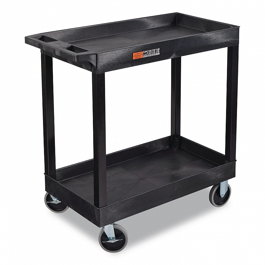 TUFFY XL Two-Shelf Heavy-Duty Multipurpose Utility Cart, Plastic, 500 lb Capacity, 35.25" x 18" x 35.5", Black (EC11HDB)