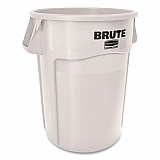 Vented Round Brute Container, 44 gal, Plastic, White, 4/Carton (1779740)