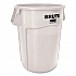 Vented Round Brute Container, 44 gal, Plastic, White, 4/Carton (1779740)