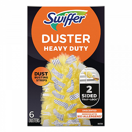 Heavy Duty Dusters Refill, Dust Lock Fiber, Unscented, Yellow, 6/Box (21620BX)