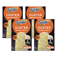 Heavy Duty Dusters Refill, Dust Lock Fiber, Unscented, Yellow, 6/Box, 4 Boxes/Carton (21620CT)