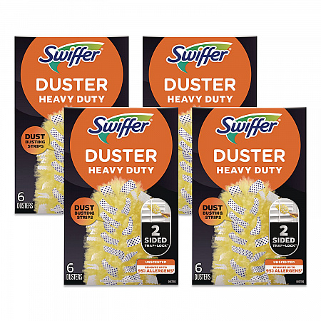 Heavy Duty Dusters Refill, Dust Lock Fiber, Unscented, Yellow, 6/Box, 4 Boxes/Carton (21620CT)