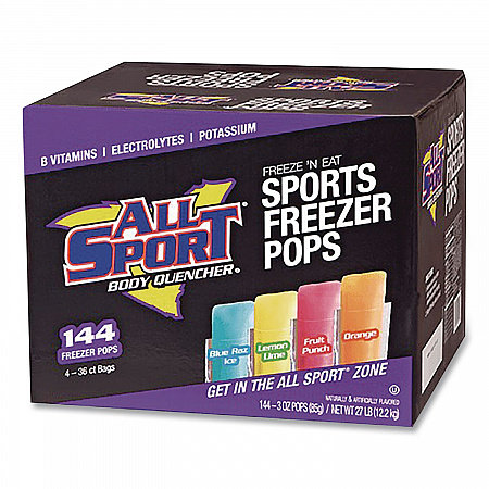 Body Quencher Electrolyte Freezer Pops Variety Pack, Assorted Flavors, 144/Carton (M3600013)
