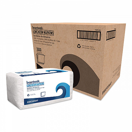1/4-Fold Lunch Napkins, 1-Ply, 12 x 12, White, 500/Pack (500NAPPK)