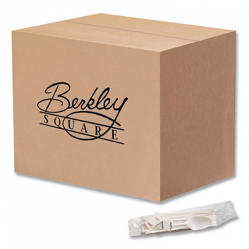 Mediumweight Cutlery Kit, Fork/Knife/Napkin/Pepper/Salt/Spoon, Plastic, White, 250/Carton (1171241)