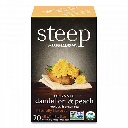 steep Tea, Dandelion and Peach, 1.18 oz Tea Bag, 20/Box (17715)