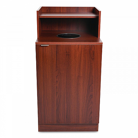 Food Service Trash Enclosure, 32 gal, Melamine Faced Chipboard, Mahogany (476DHMA)