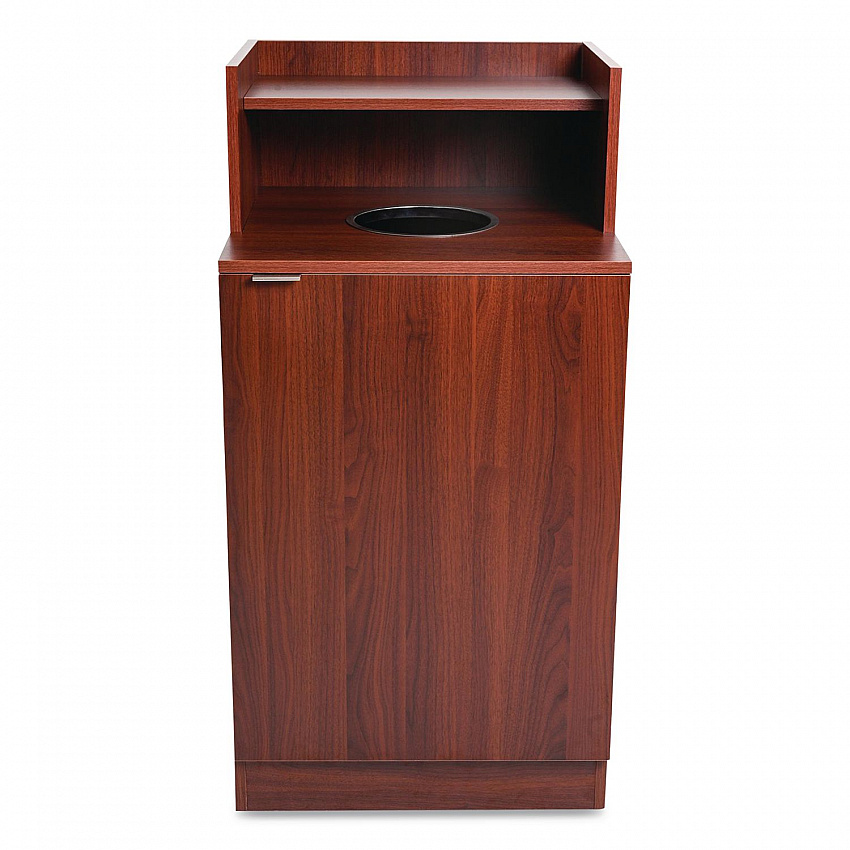 Food Service Trash Enclosure, 32 gal, Melamine Faced Chipboard, Mahogany (476DHMA)