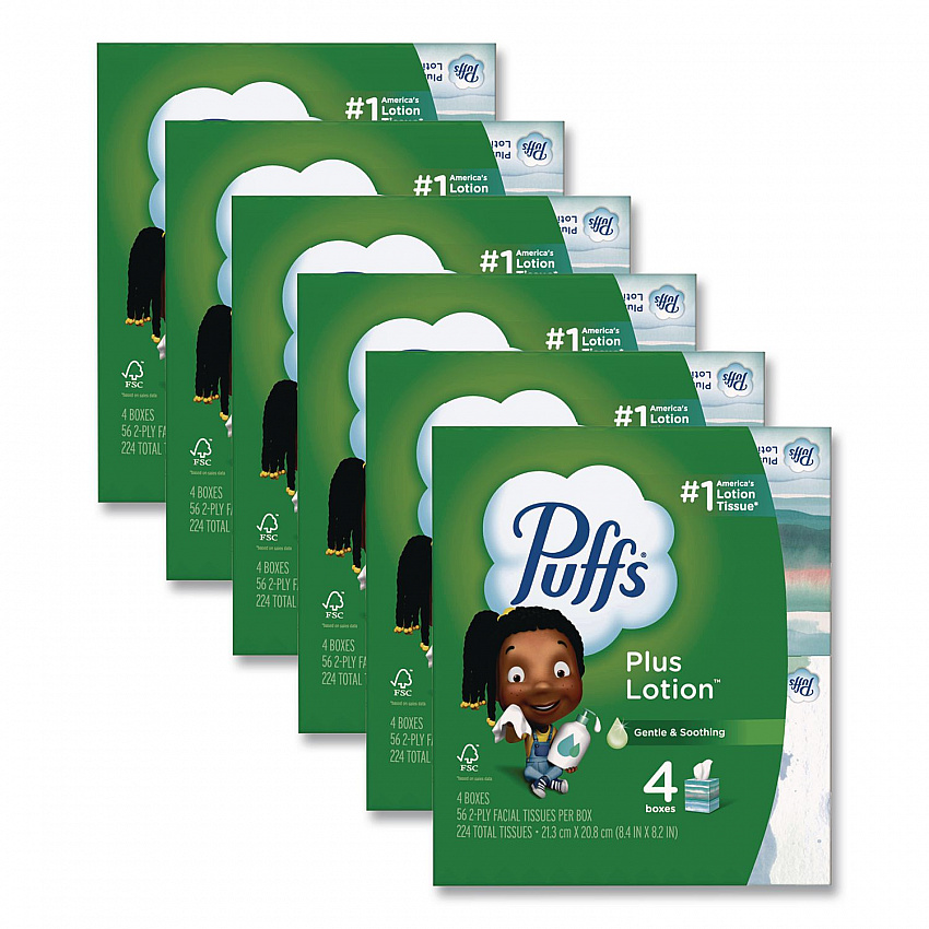 Plus Lotion Facial Tissue, 2-Ply, White, 56 Sheets/Box, 24 Boxes/Carton (34899CT)