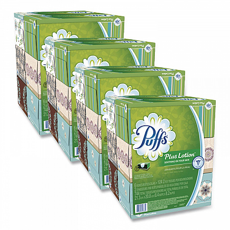 Plus Lotion Facial Tissue, 2-Ply, White, 124 Sheets/Box, 6 Boxes/Pack, 4 Packs/Carton (39383)