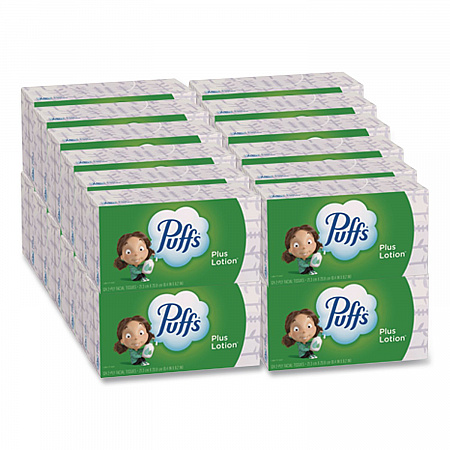 Plus Lotion Facial Tissue, 2-Ply, White, 124 Sheets/Box, 24 Boxes/Carton (39346)
