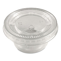 Portion Cup Lids, Fits 1.5 oz to 2 oz Portion Cups, Clear, 100/Pack, 25 Packs/Carton (60003027)