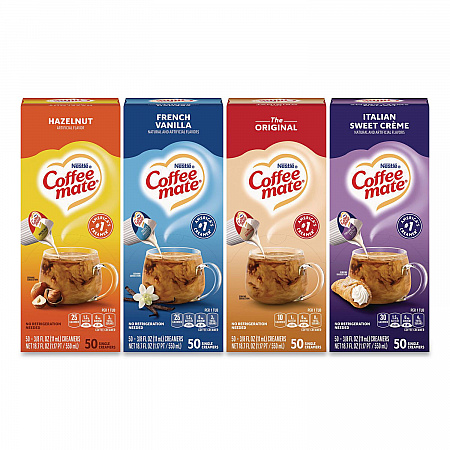 Liquid Coffee Creamer, French Vanilla/Hazelnut/Italian Sweet Creme/Original, 0.38 oz Mini Cups, 200/Carton (28300012)