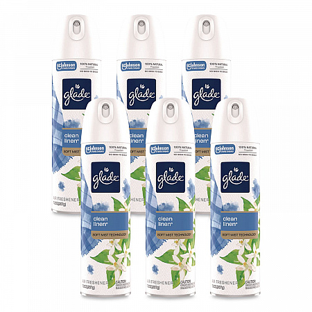 Air Freshener, Clean Linen, 7.3 oz Aerosol Spray, 6/Carton (391465)