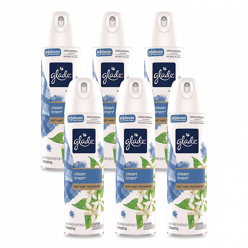 Air Freshener, Clean Linen, 7.3 oz Aerosol Spray, 6/Carton (391465)