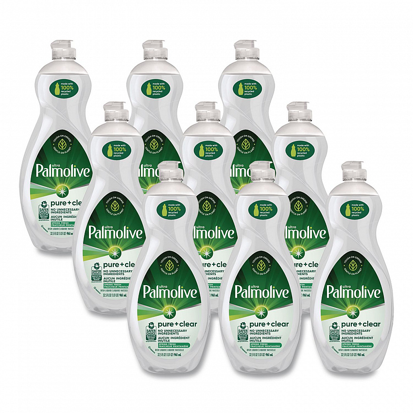 Pure + Clear Dishwashing Liquid, Spring Fresh Scent, 32.5 oz Bottle, 9/Carton (US04272CT)