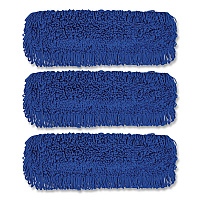 Microfiber Looped Dust Mop Pad Head, 24 x 5, Blue, 3/Pack (GRI182243PK)