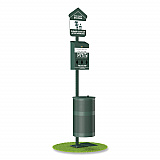 Pet Waste Station Kit with Foot Pedal, Roll Bag Locking Dispenser, 11.5 Gallon Trash Can, Pole, and Glow-in-the-Dark Sign (FLO11RSG)