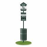 Pet Waste Station Kit with Roll Bag Locking Dispenser, 11.5 Gallon Round Lidded Trash Can, Pole, and Glow-in-the-Dark Sign (FLO1RSG)
