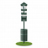 Pet Waste Station Kit with Roll Bag Locking Dispenser, 11.5 Gallon Round Lidded Trash Can, Pole, and Glow-in-the-Dark Sign (FLO1RSG)