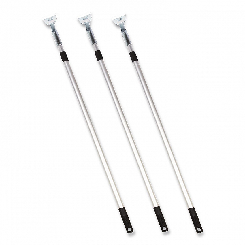 72" Aluminum Telescopic Dust Mop Handle, 1" dia x 42" to 72", Silver, 3/Pack (GRI1813PK)