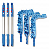 Flexible Wand Duster with Microfiber and Chenille Sleeve and 20" Pole, 3/Kit (GRI17520I3PK)