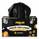 13-Gallon Heavy Duty Dog Waste Station Can Liners, Open-Face, 13 gal, 26" x 33", Black, 50 Bags (FLO22)