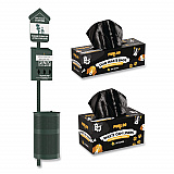 Pet Waste Station Starter Kit with Roll Bag Dispenser, Bags and Liners, 11.5 gal, Top Door, Green (FLO1RSGB)