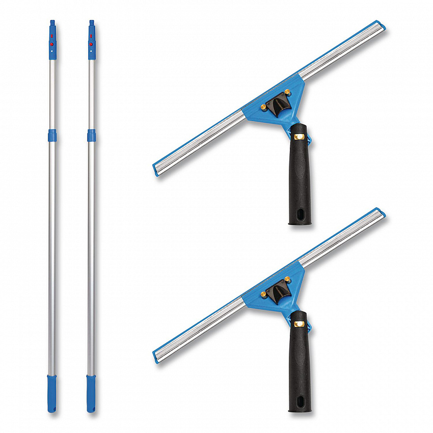 Pro Window Washing Kit with Swivel Squeegee and 6 ft Telescopic Pole, 14" Wide Blade, 2/Kit (GRI1306F142P)