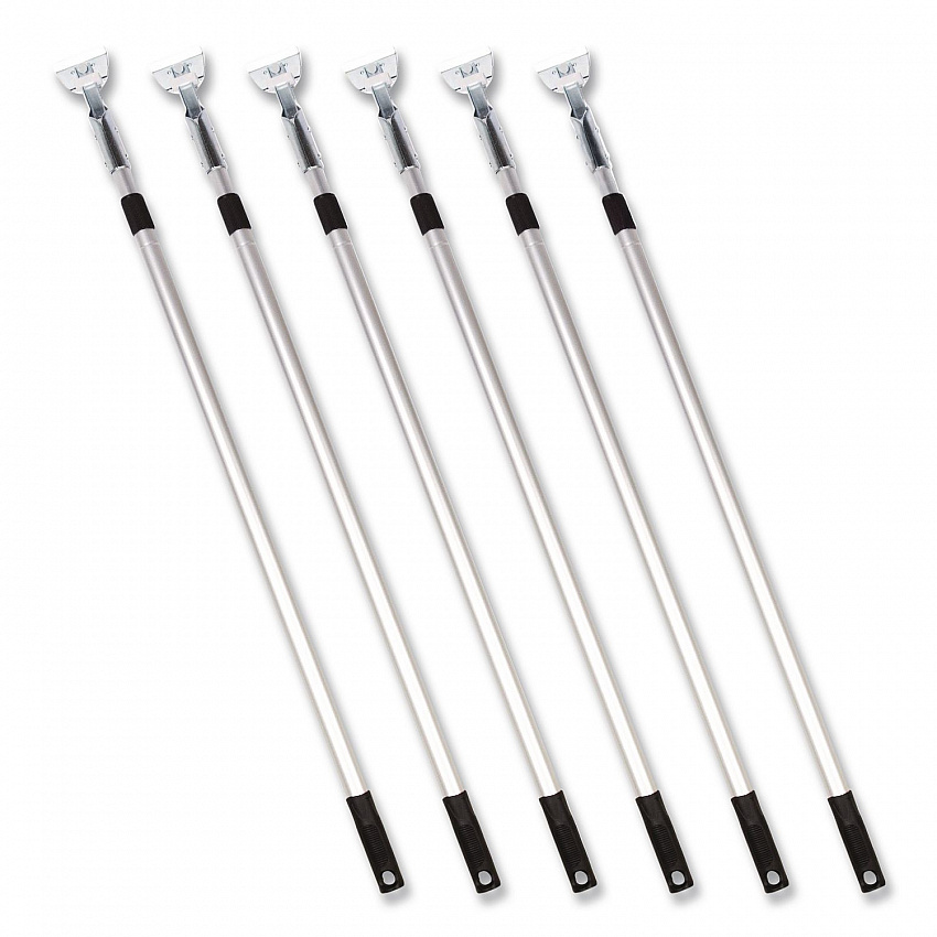 72" Aluminum Telescopic Dust Mop Handle, 1" dia x 42" to 72", Silver, 6/Pack (GRI1816PK)