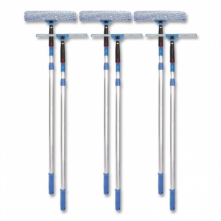 Pro Window Washing Kit with Squeegee, Washer and 6 ft Telescopic Pole, 14" Wide, 3/Kit (GRI1376F143P)